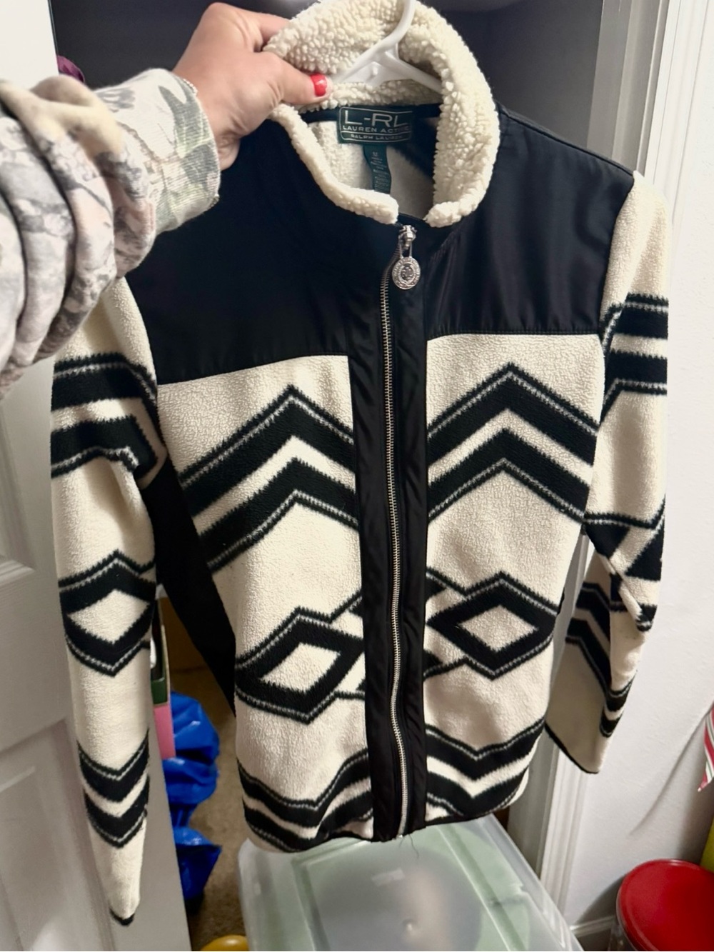 L-RL Lauren Active Geometric Full-Zip Fleece Jacket (aztec)